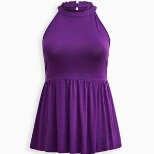 Purple Babydoll Super Soft Slub Halter Neck Tank
